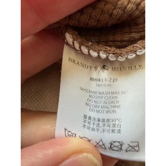 Brandy Melville Brown Waffle Knit Thermal Mini Skirt Drawstring OS - Picture 8 of 9